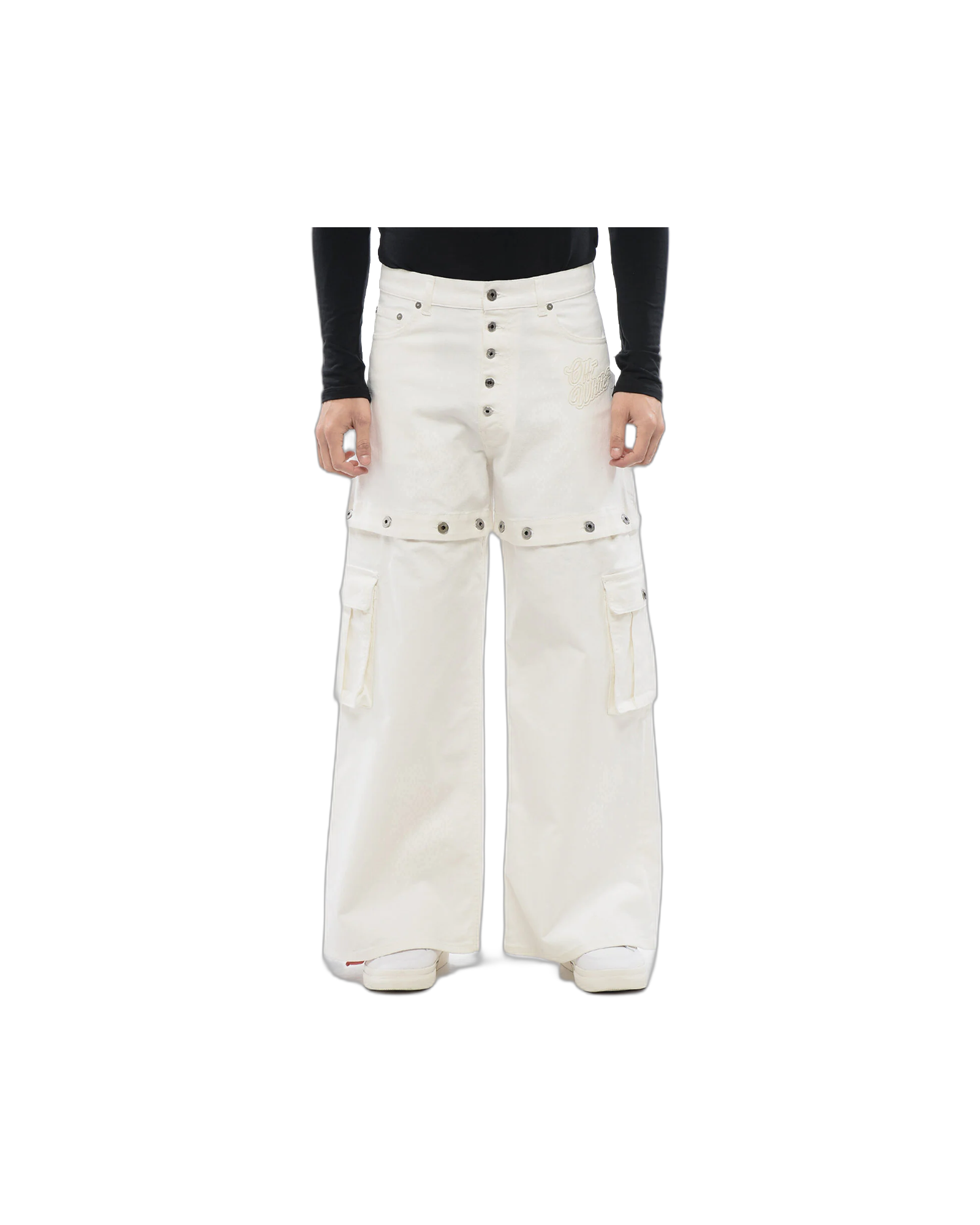 Pantalon Baggy Brodé Blanc - OFF WHITE