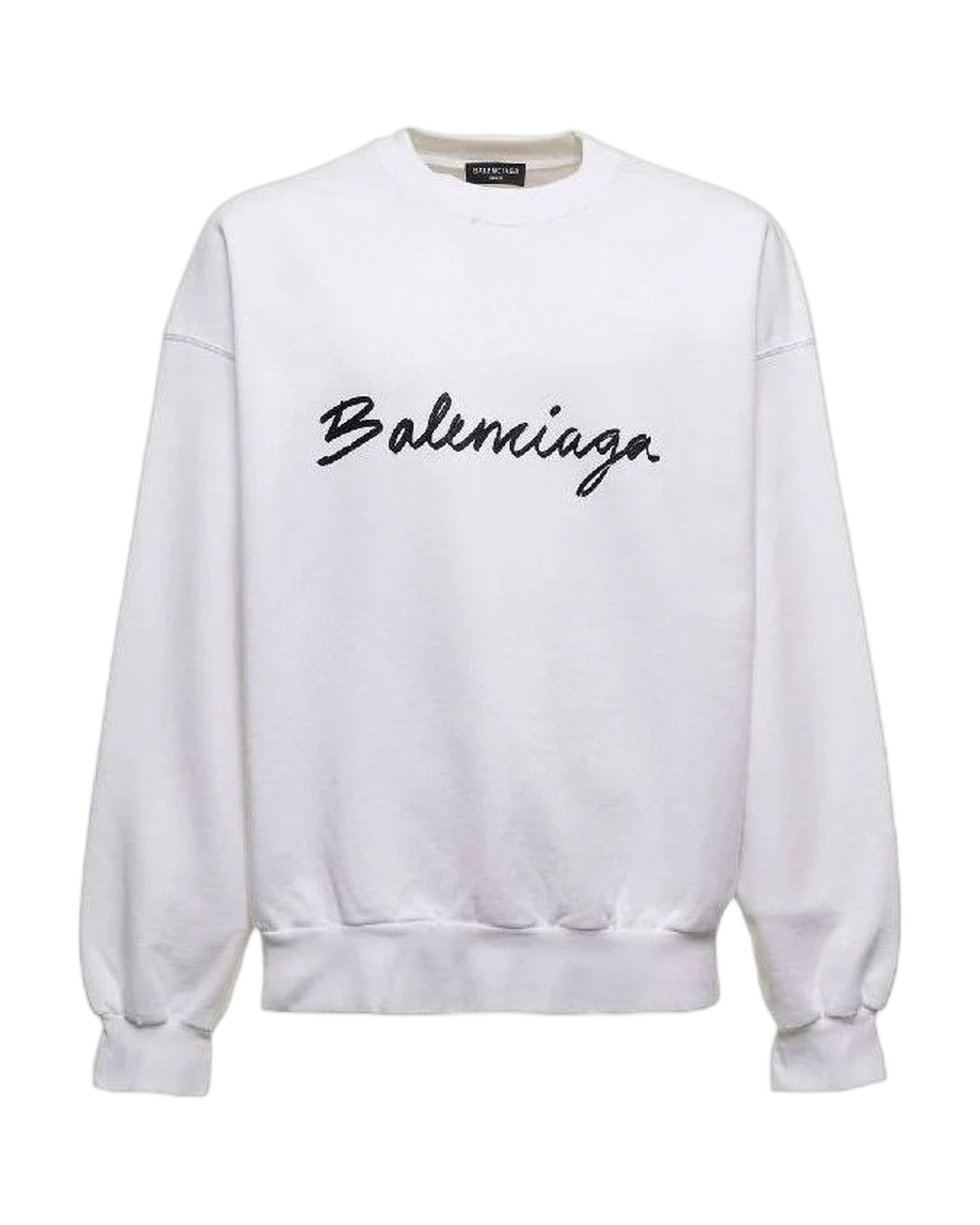 BALENCIAGA - Script Logo Sweat col rond Blanc Kickscrew