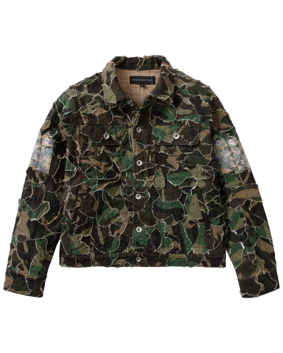 Veste Camo Trucker WHO DECIDES WAR